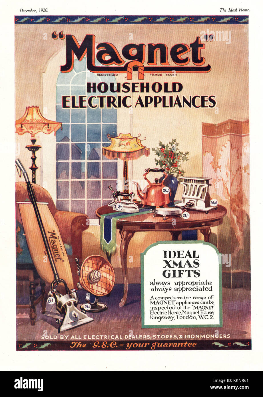 1926 UK Magazine Magnet Electric Appliances Advert Stock Photo