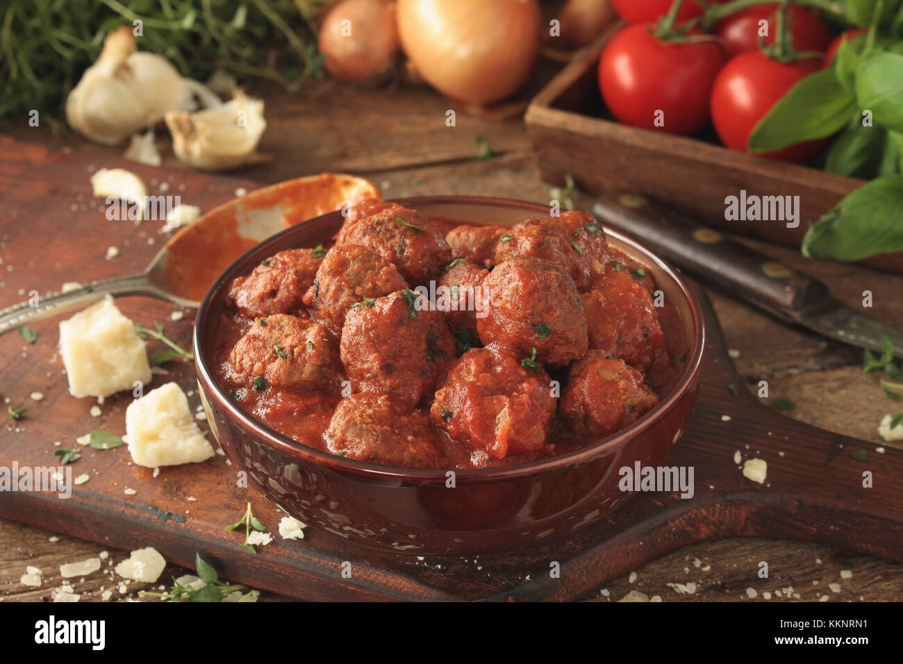 italian meatballs with spaghetti Stock Photo - Alamy