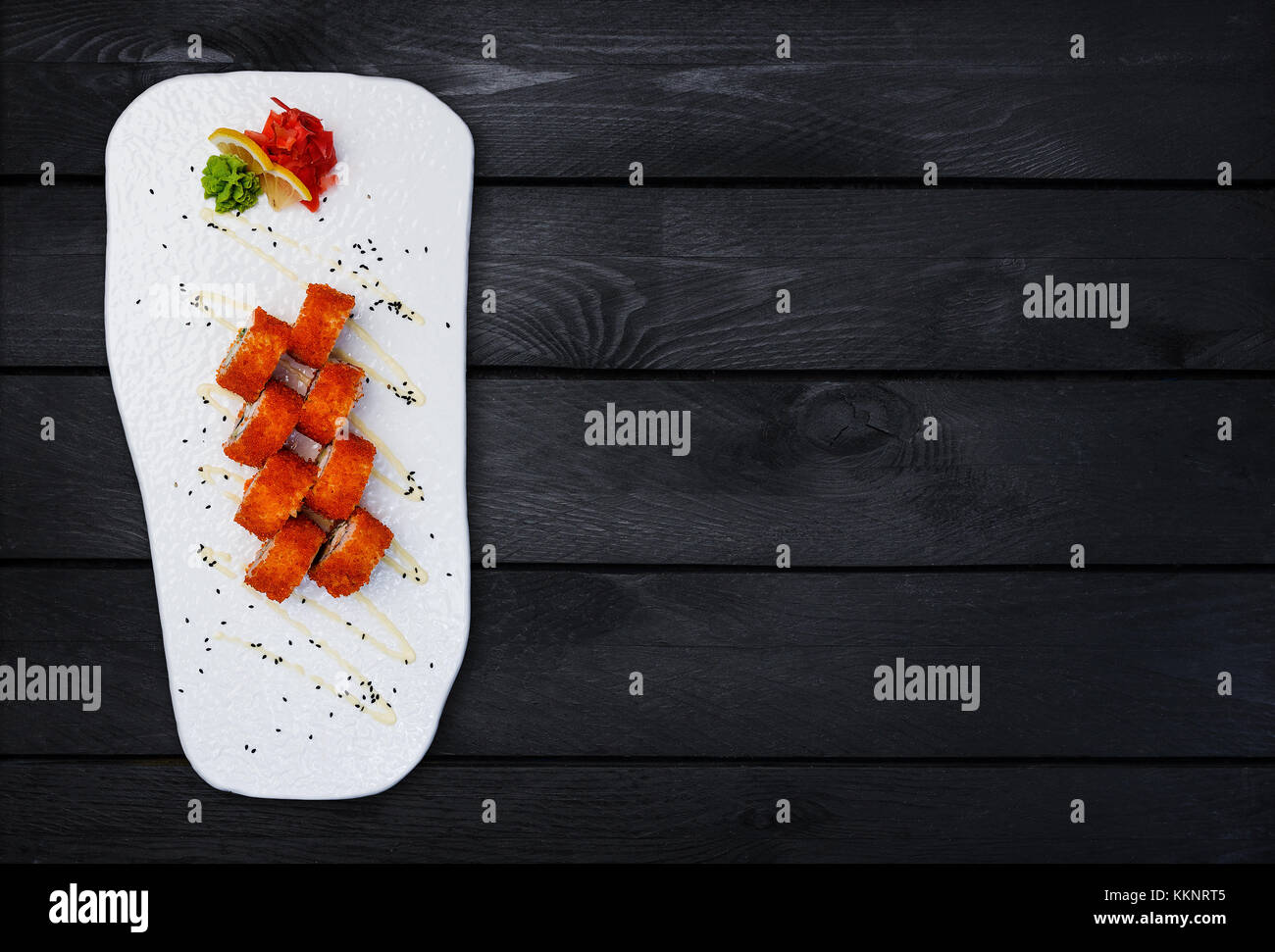 California Maki Sushi Roll made of Crab Meat, Avocado, Cucumber