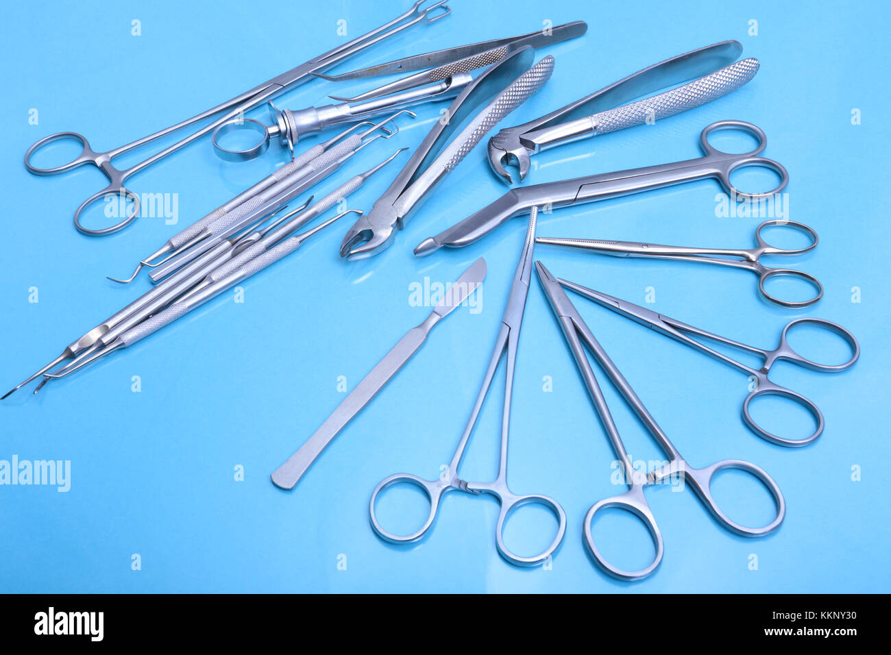 Medical and surgery instruments isolated in mirror background Stock ...