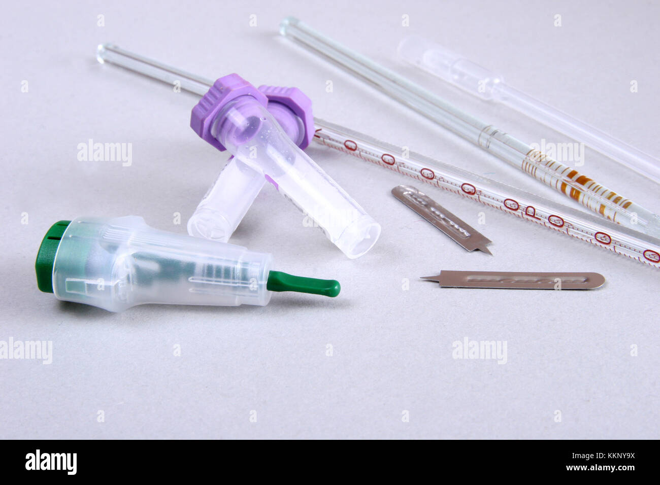 set of laboratory supplies. Petri dish, Spectrophotometer quvettes