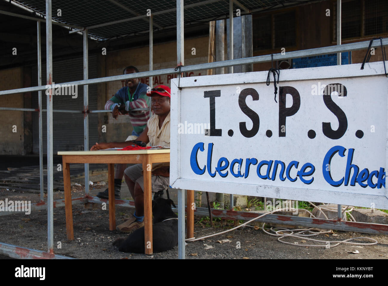 ISPS Security Check at Noro, Solomon Islands, Pacific Stock Photo