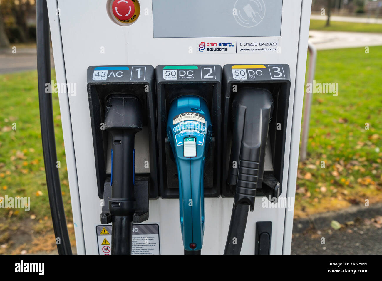 Public plug-in charging station for electric cars Stock Photo