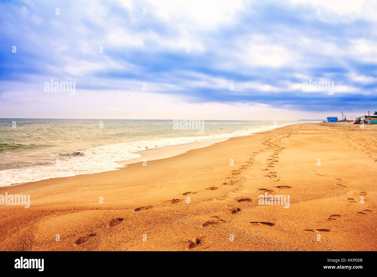 beach footprints in the sand Stock Photo Alamy