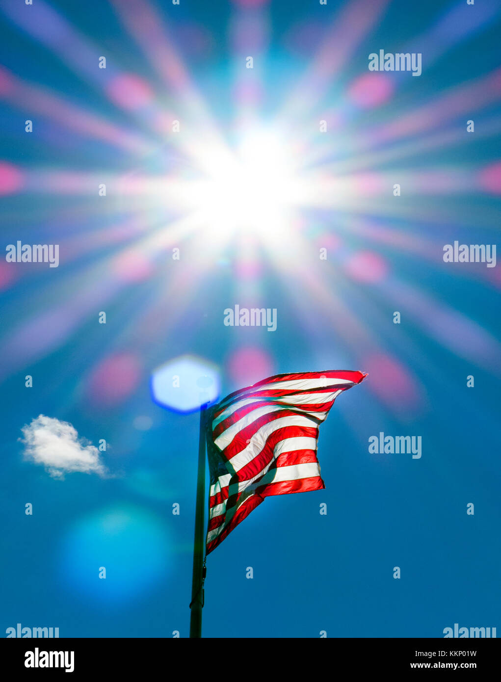 American flag with starburst. Stock Photo