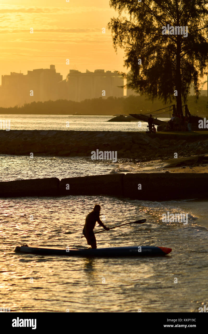 Stand up paddle surfing and stand up paddle boarding (SUP) Stock Photo