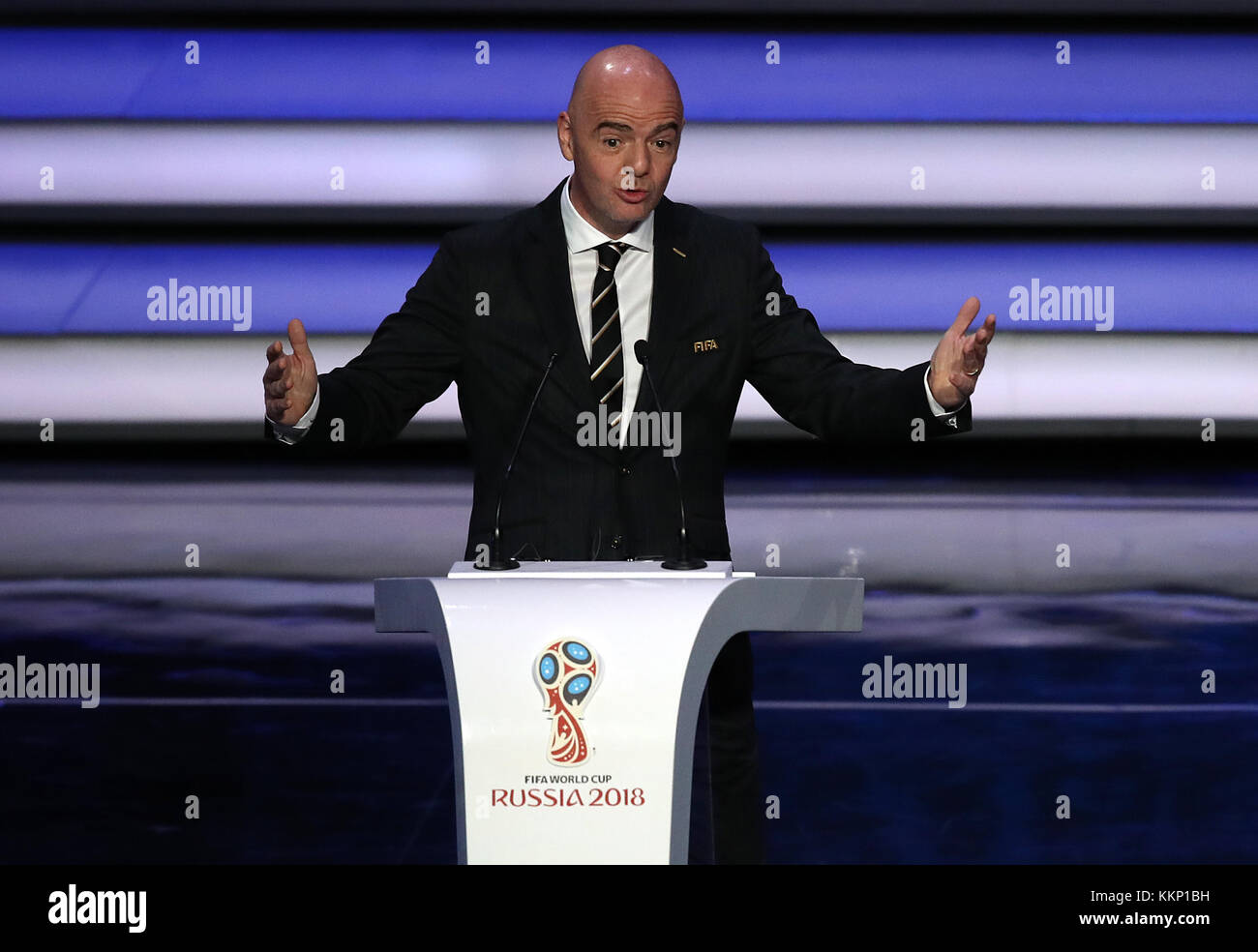 FIFA President Gianni Infantino during the FIFA 2018 World Cup draw at The Kremlin, Moscow. PRESS ASSOCIATION Photo Picture date: Friday December 1, 2017. See PA story SOCCER World Cup. Photo credit should read: Nick Potts/PA Wire. Stock Photo