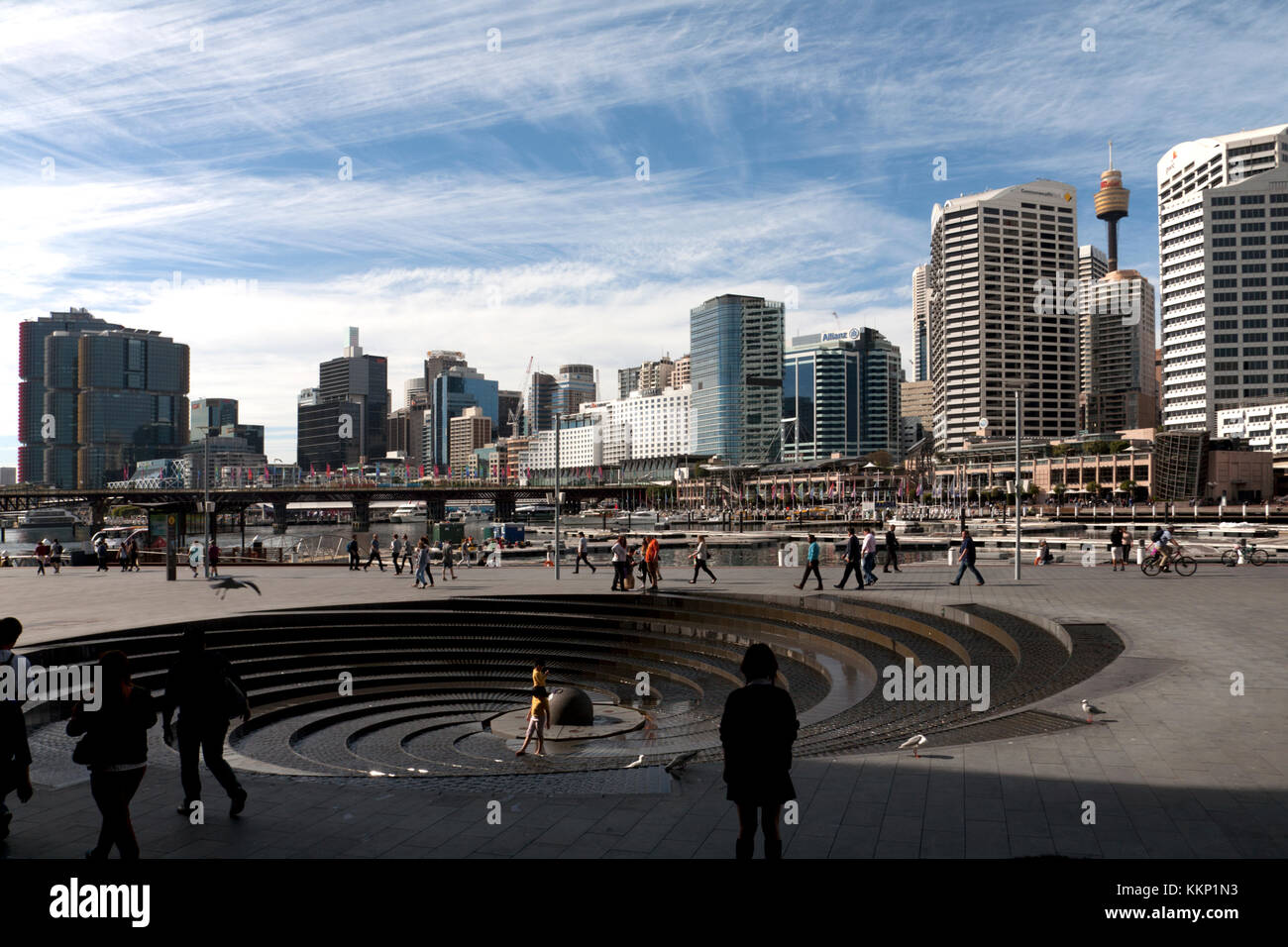 tidal cascades outside ICC sydney darling harbour sydney new south wales australia Stock Photo