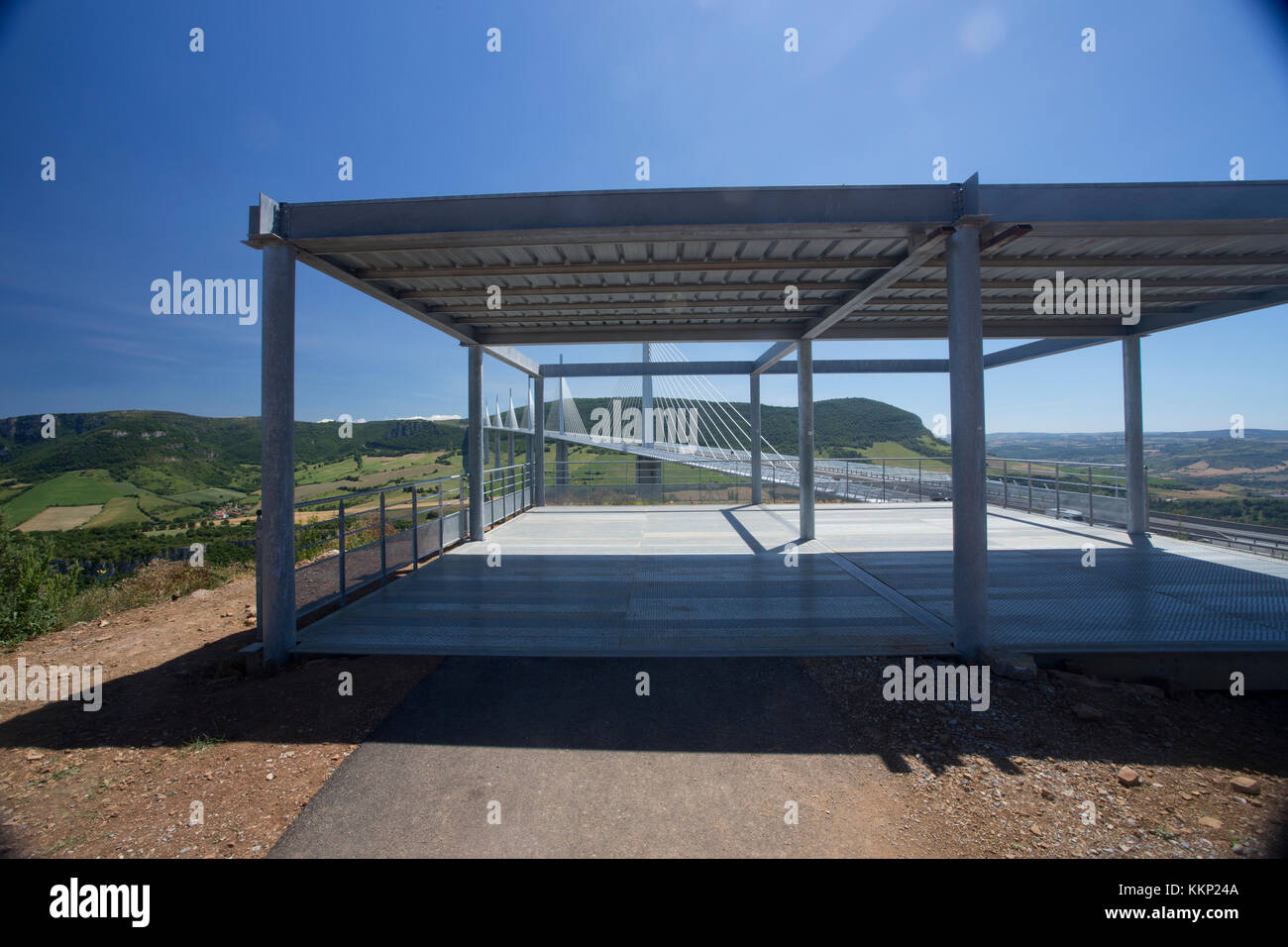 Viewing platform for Millau viaduct, Millau, France Stock Photo