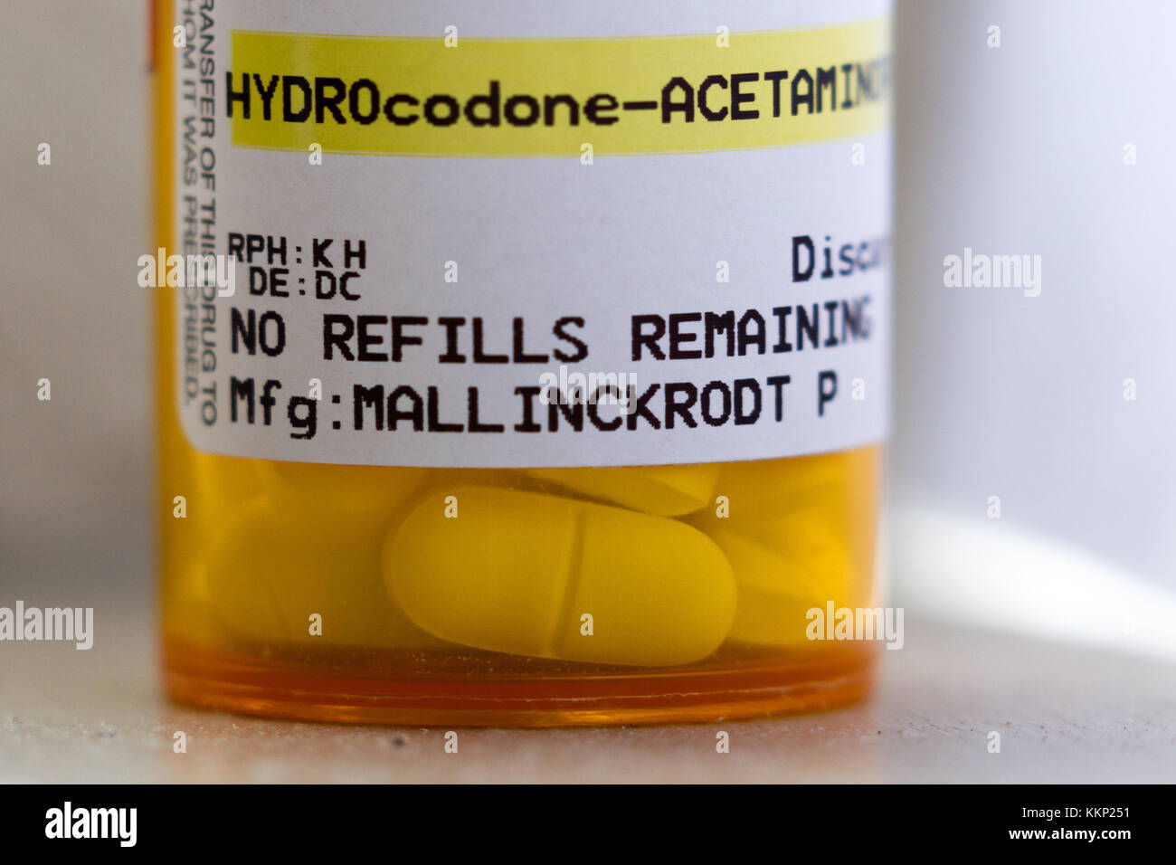 Medford, Oregon - November 11: close up of a recognizable opioid pain killer prescription bottle. November 11 2017, Medford Oregon Stock Photo