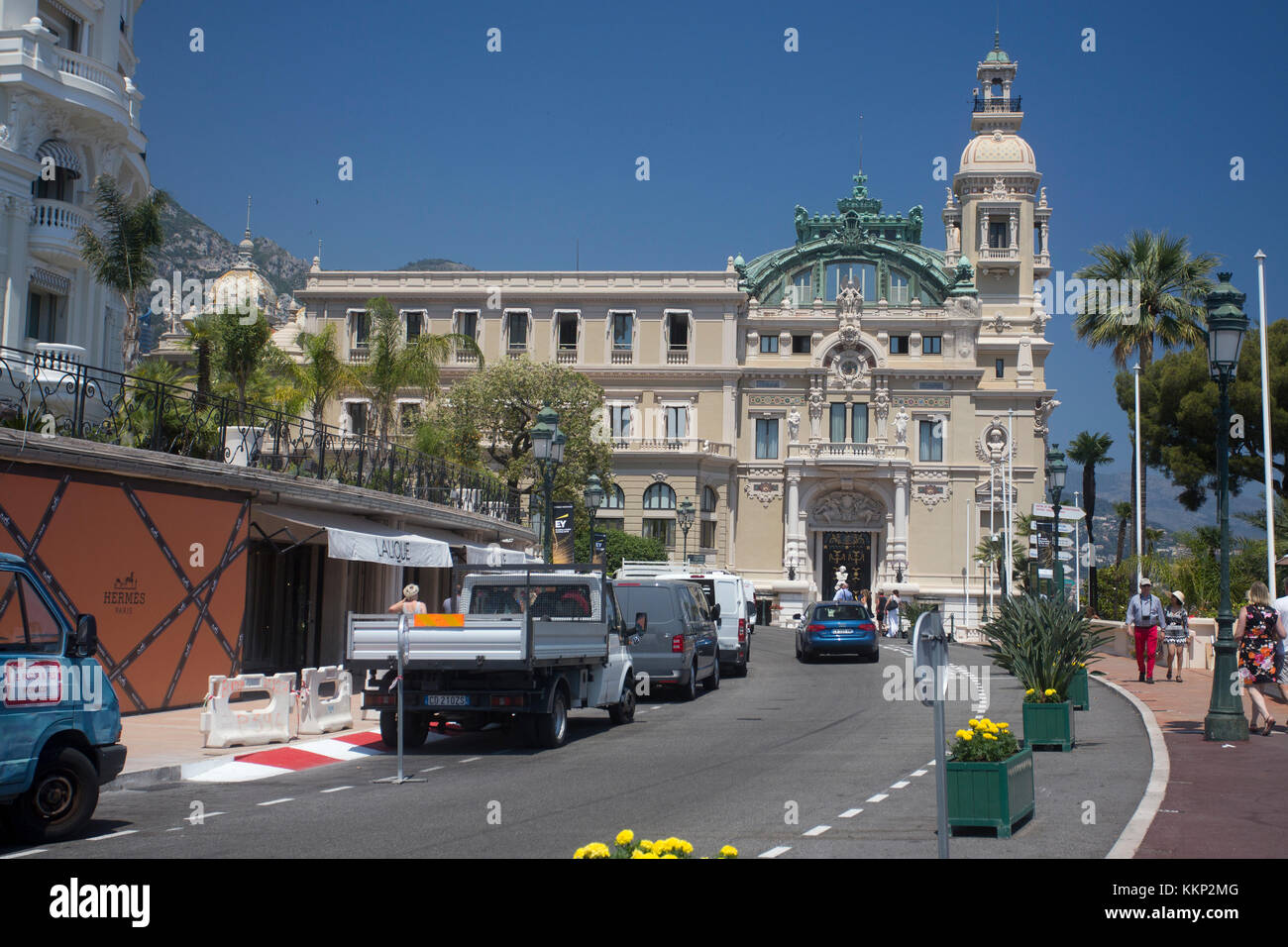 Casino De Monte Carlo seen from road leading into Casino Square Stock Photo