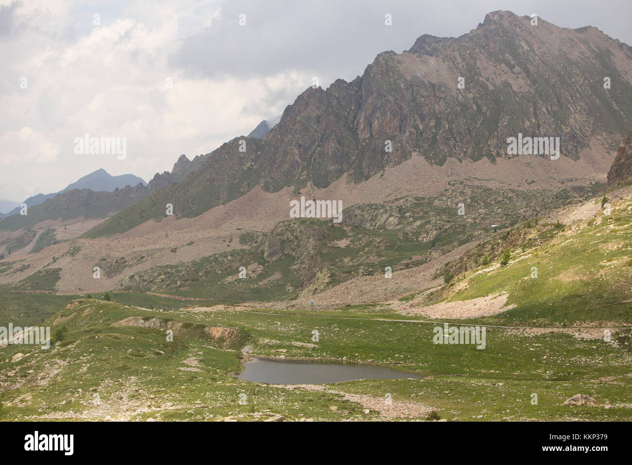 Alpine mountains viewed from Col de la Lombarde on France-Italian Border near Isola 2000 Stock Photo