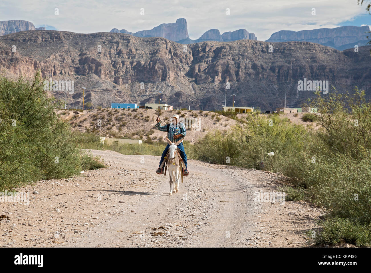 Boquillas del Carmen, Coahuila, Mexico Esteban Oñate rides a burro