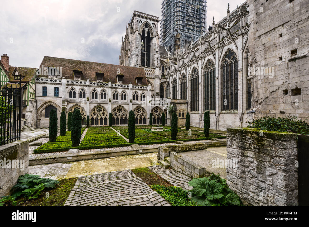 The garden of the Cathedrale Notre-Dame in Rouen France in the Normandy ...