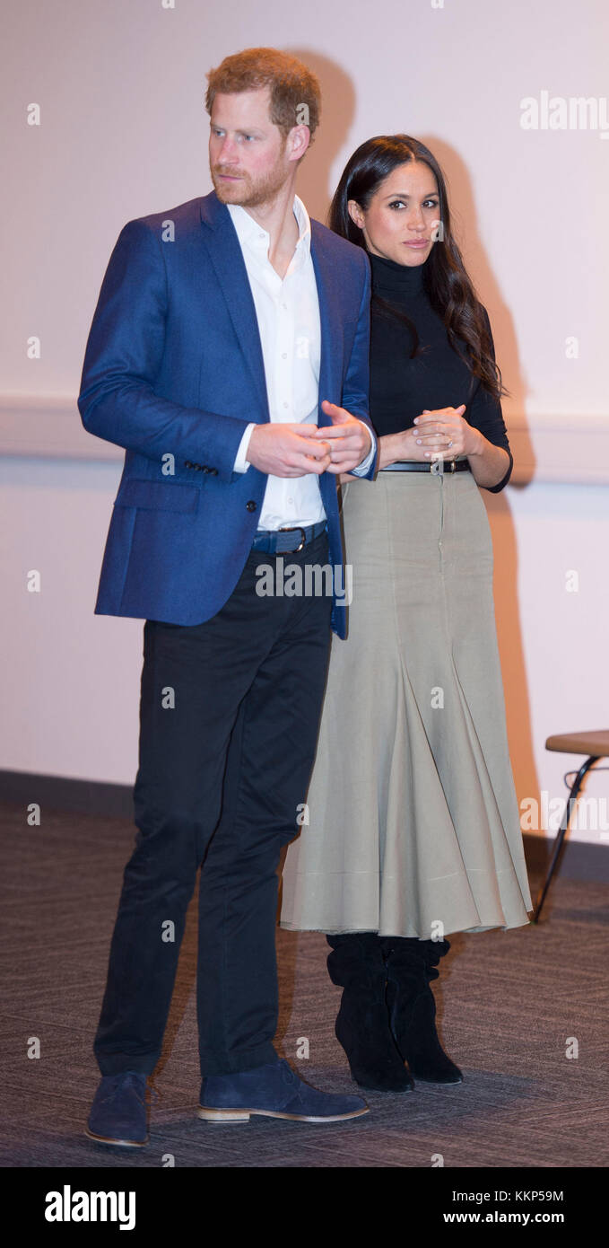 Prince Harry and Meghan Markle during a visit to the Nottingham Academy