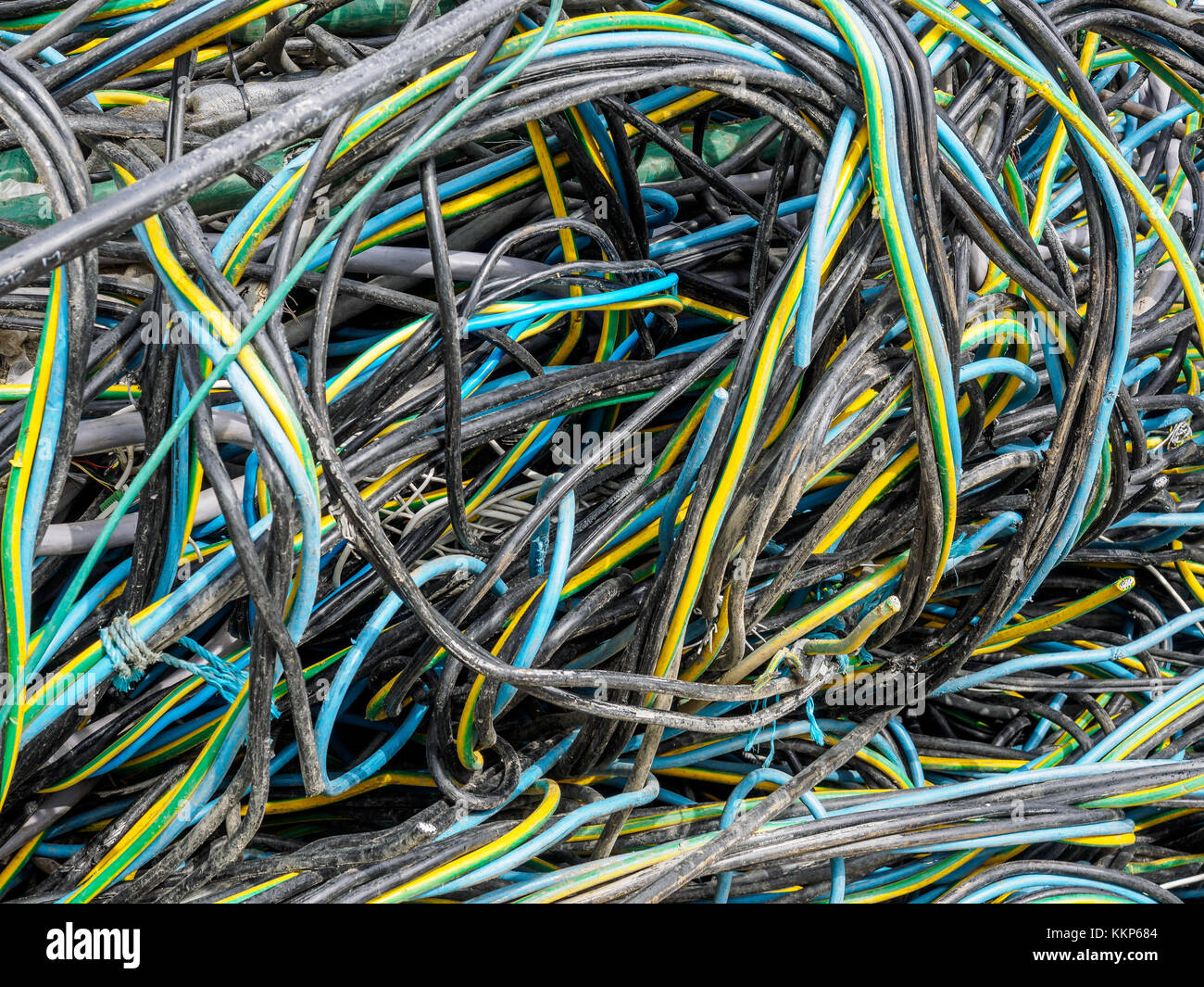 Twisted and knotted electrical cables and wires Stock Photo Alamy
