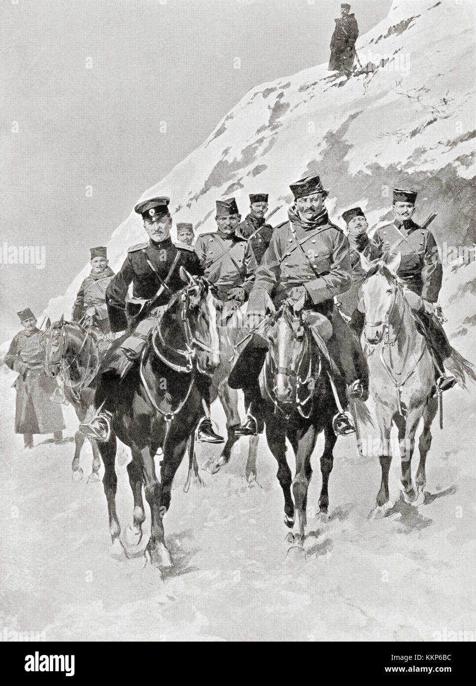 Serbian cavalry during the Balkan War of 1912-1913.  From Hutchinson's History of the Nations, published 1915. Stock Photo