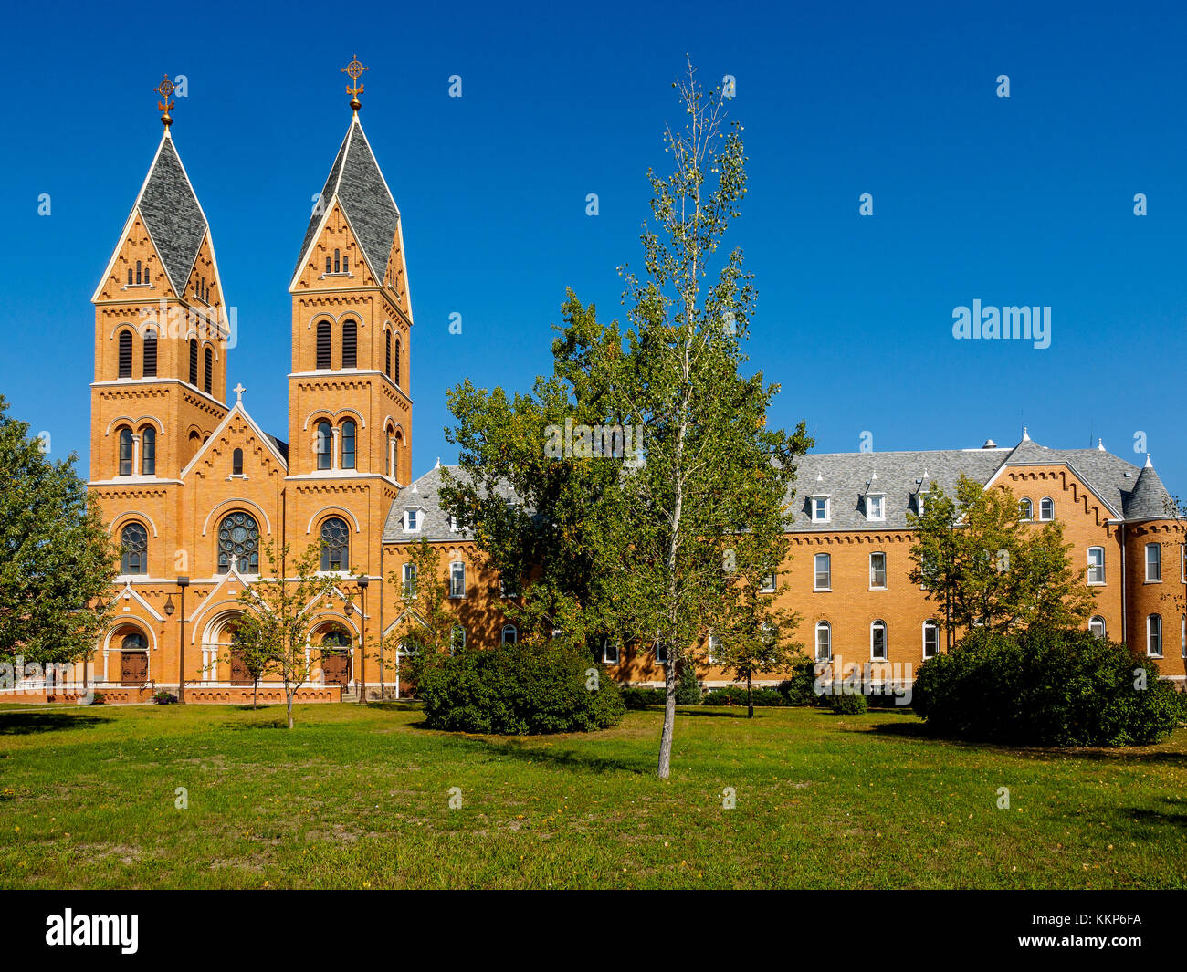 Assumption Abbey, located in Richardton, North Dakota, is a Benedictine abbey of the American-Cassinese Congregation, founded in 1893 by a monk of the Stock Photo