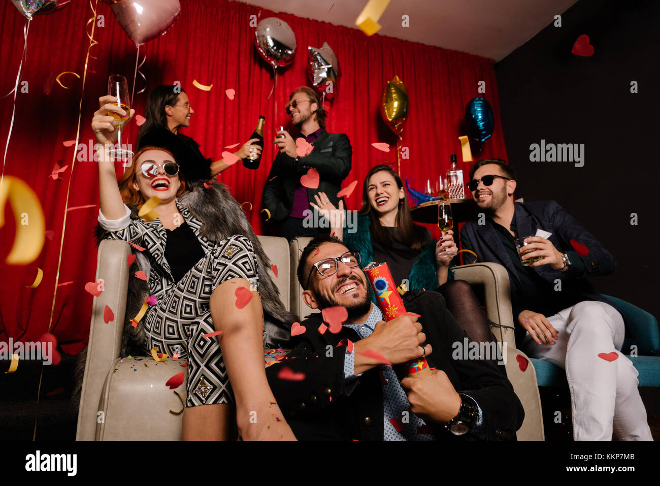 New year moment at a party Stock Photo