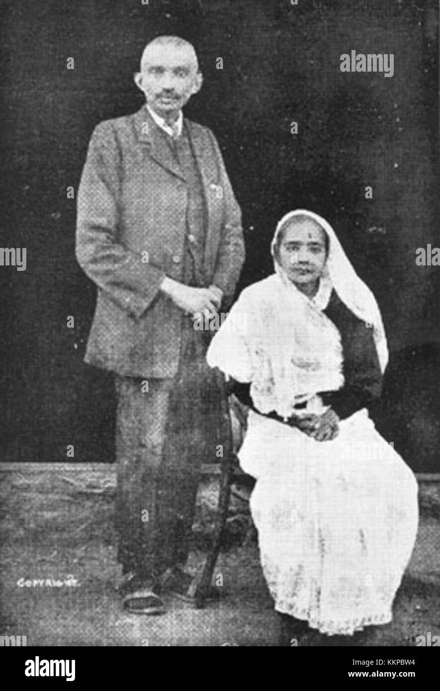 This photograph from 1914 captures Mahatma Gandhi and his wife ...