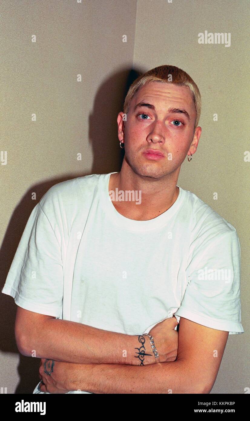 Eminem photographed backstage after a performance at the Gavin Convention in New Orleans in 1999.  Credit: Pat Johnson/MediaPunch Stock Photo