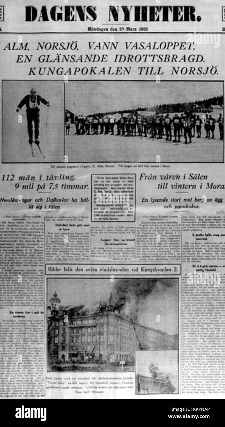 DN Framsida Vasaloppet 1922 is an image from the front page of the DN ...