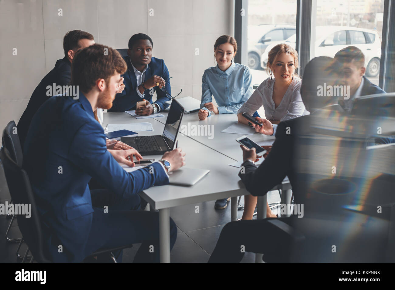 business team and manager in a meeting Stock Photo