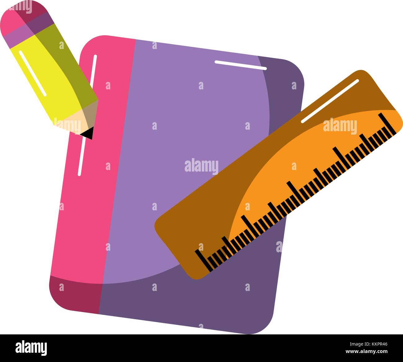 school notebook ruler and pencil objects icons Stock Vector Image & Art ...