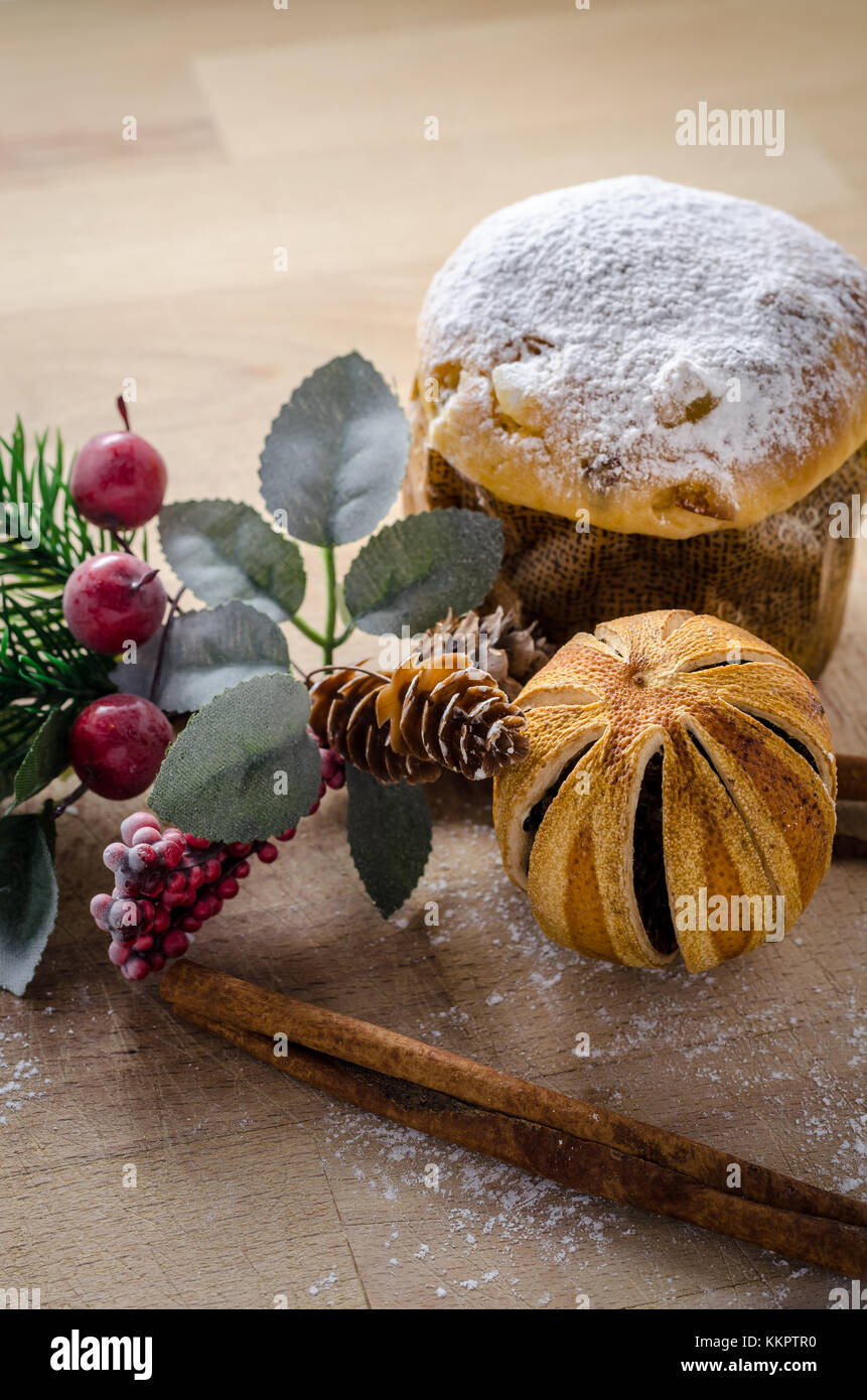 still life with some of most famous Christmas foods and symbol Stock Photo