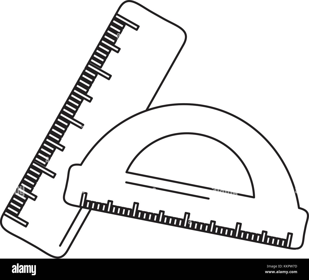school ruler and protractor geometric measurement Stock Vector Image