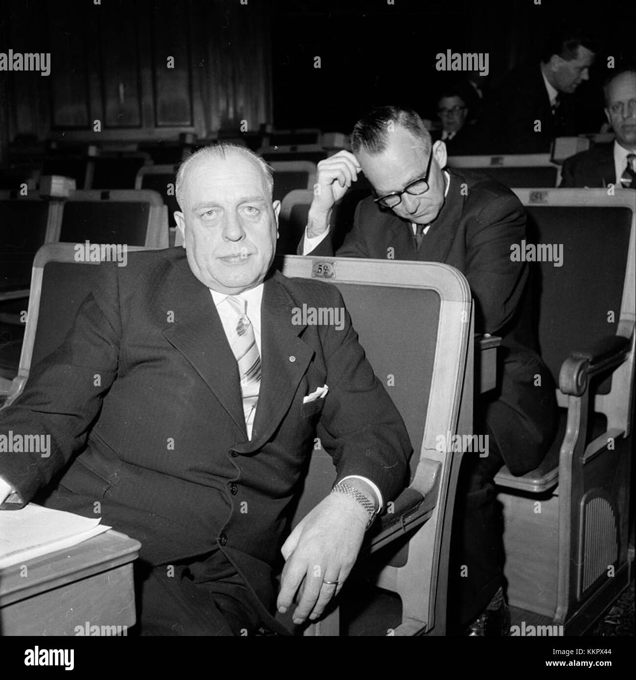 Fridolf Thapper, a notable Swedish artist, is captured in this photograph from 1960. Known for his contributions to Swedish art, Thapper's works reflect themes of modernism and Swedish cultural identity. Stock Photo