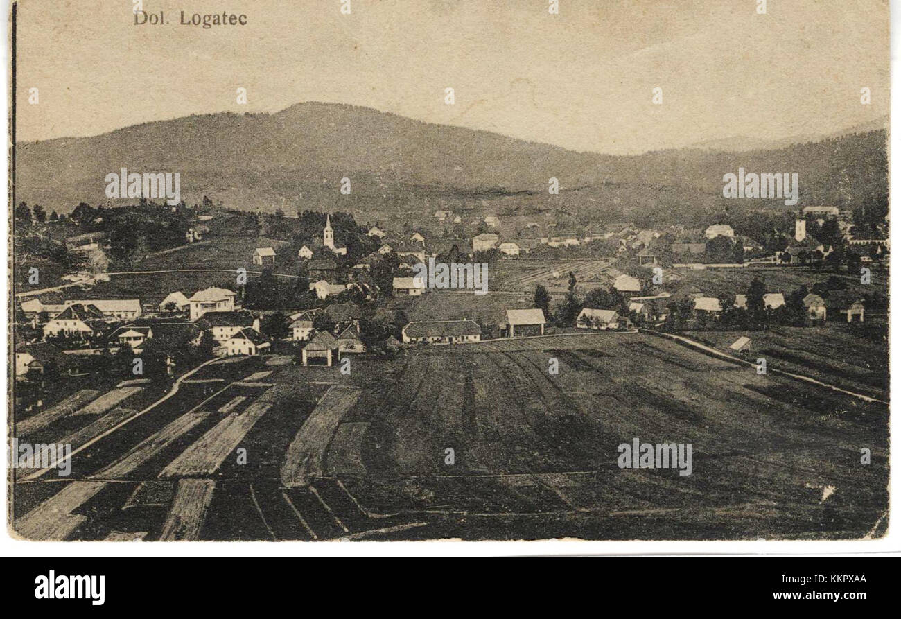 A 1918 postcard from Logatec, Slovenia, depicting a historical view of ...