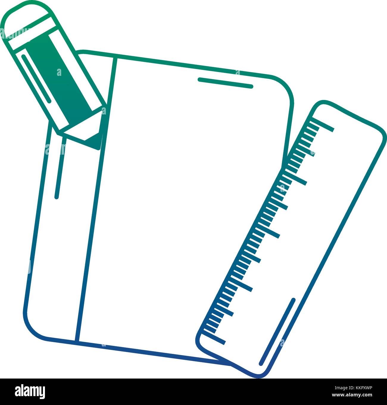 school notebook ruler and pencil objects icons Stock Vector Image & Art ...