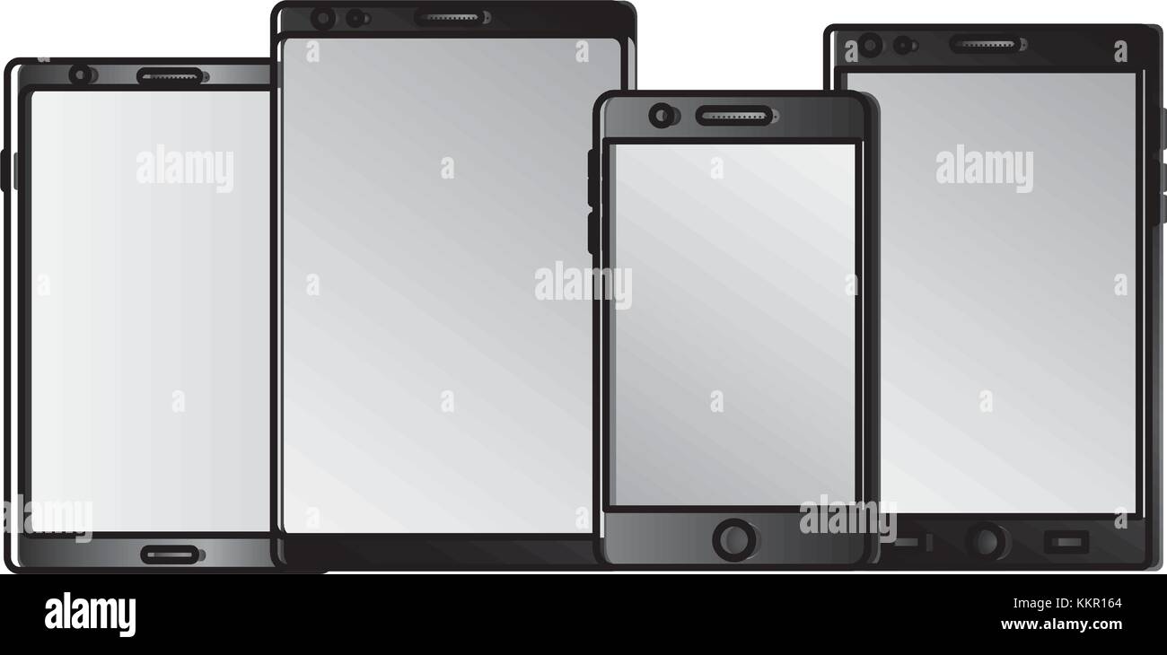 set of mobile phone tablet gadget with blank screen Stock Vector Image