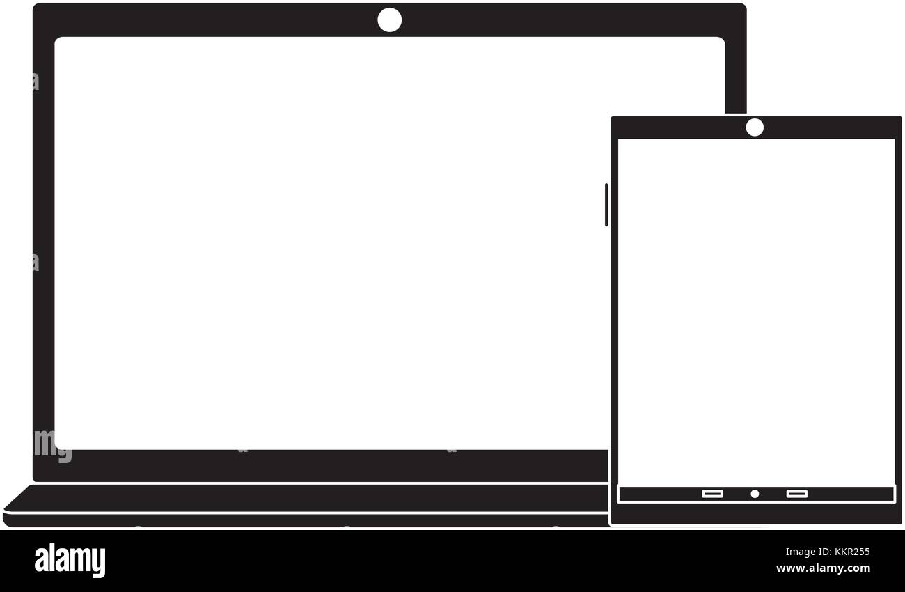 laptop and smartphone device gadget screen technology set Stock Vector ...