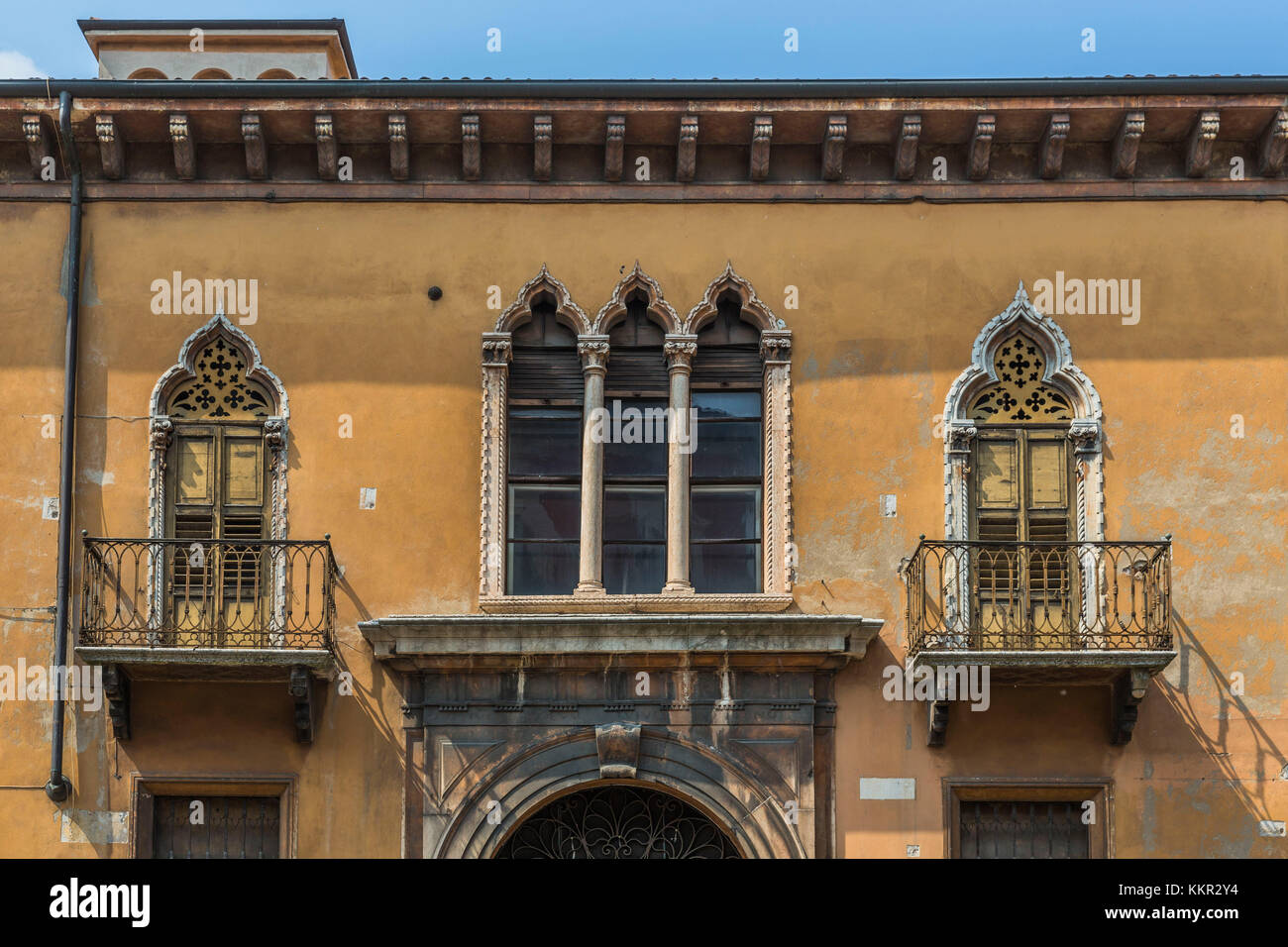 Palace Bottagisio, Renaissance architecture in the old town of Verona, via Leoni, Verona, Veneto, Italy, Europe Stock Photo