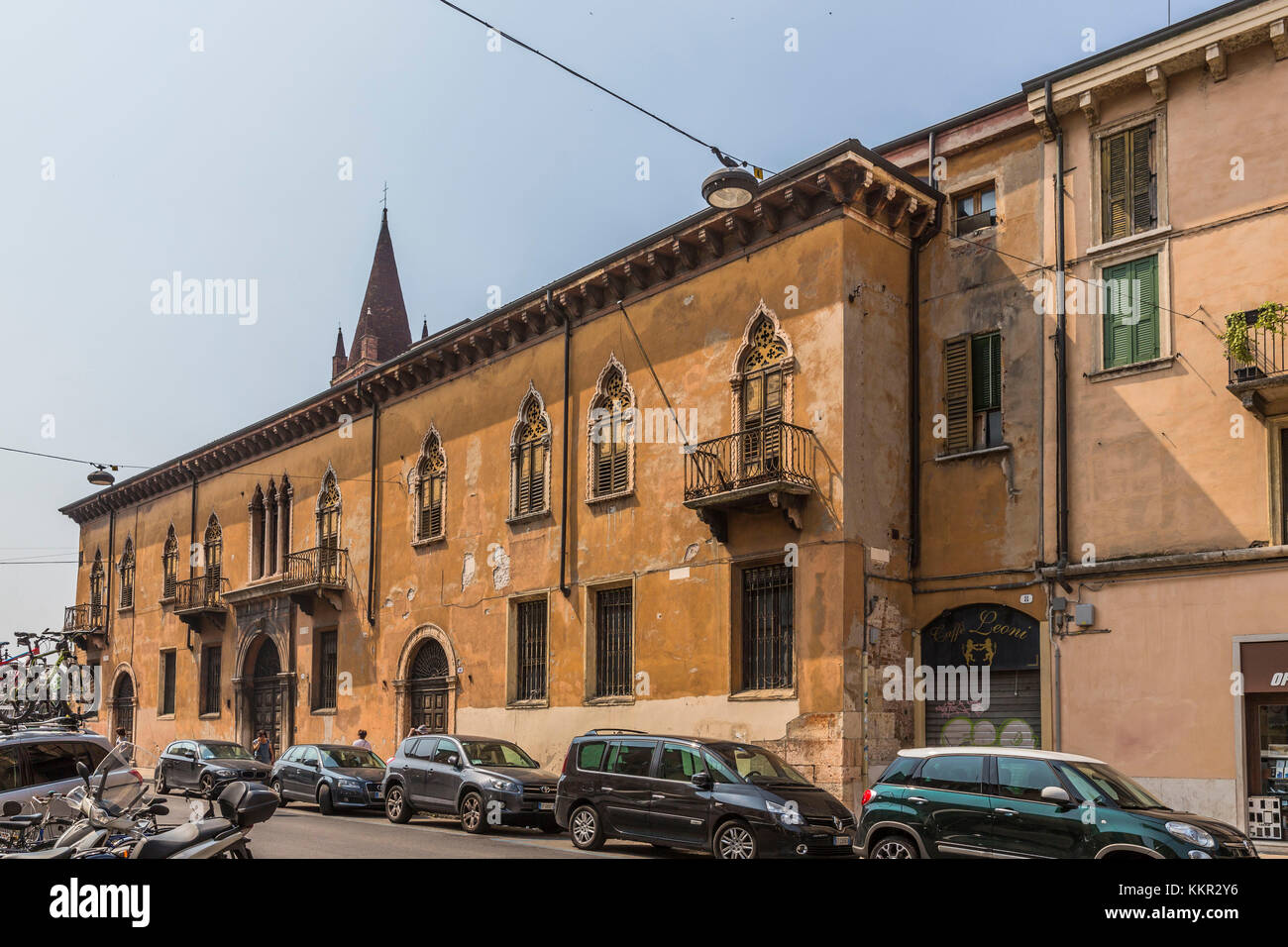 Palace Bottagisio, Renaissance architecture in the old town of Verona, via Leoni, Verona, Veneto, Italy, Europe Stock Photo