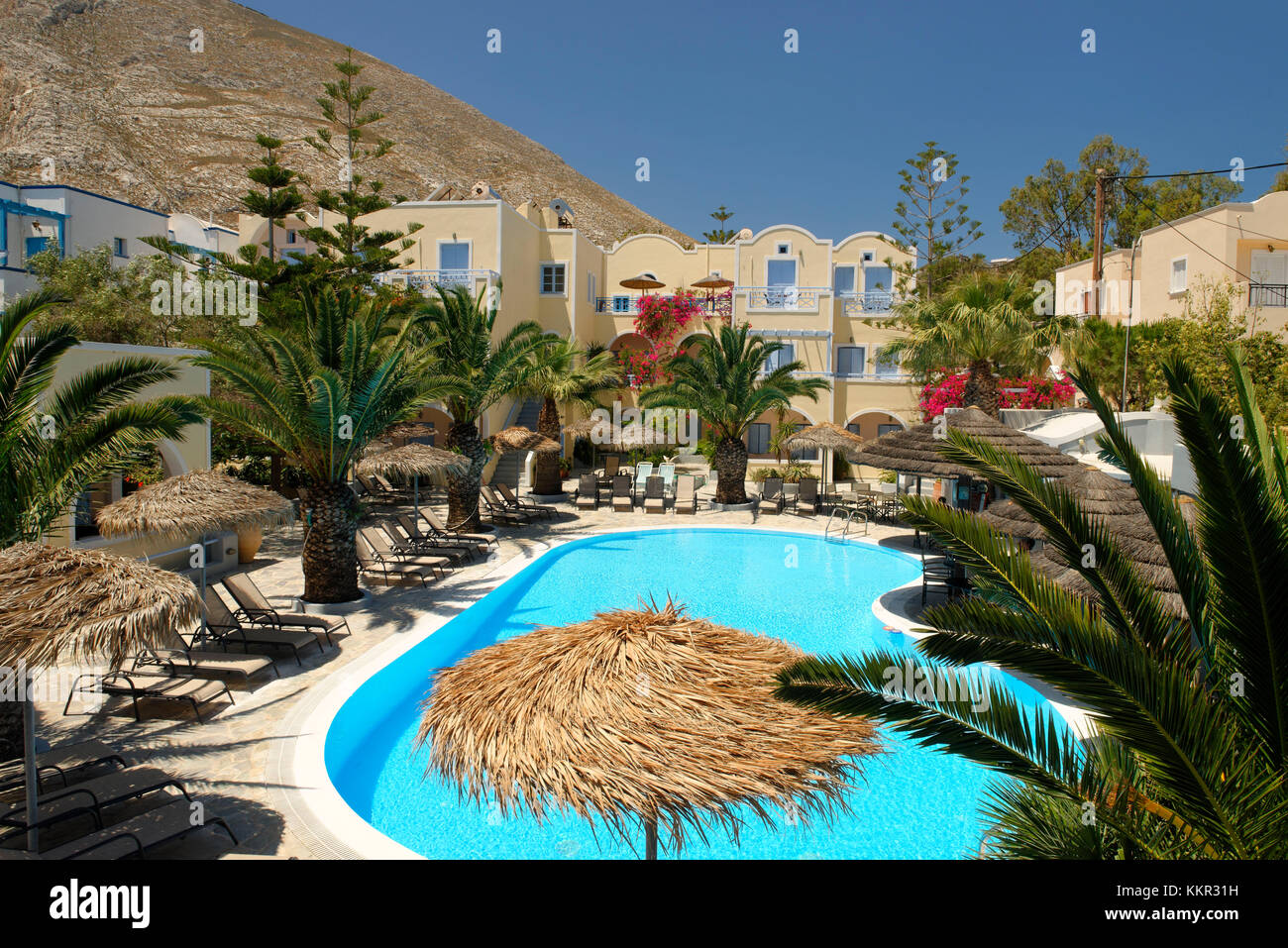 Hotel facility Zephros, island Santorin, the Aegean Sea, the Cyclades, Aegean islands, Greece Stock Photo