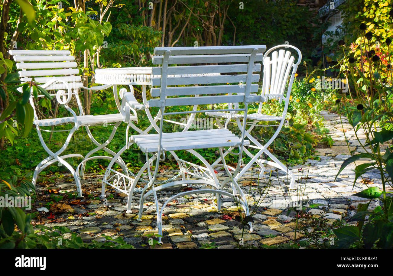 Seating area in the garden Stock Photo