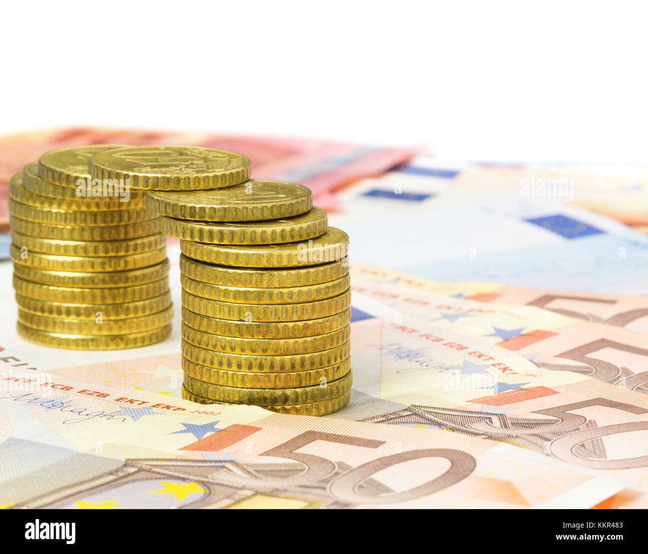 Coins and banknotes, saving money Stock Photo