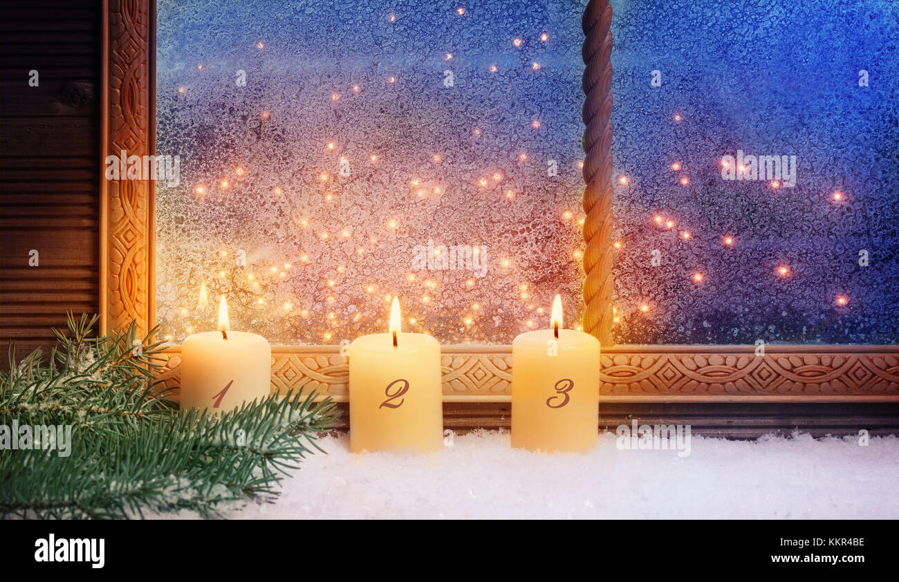 3rd Advent, window decoration Stock Photo - Alamy