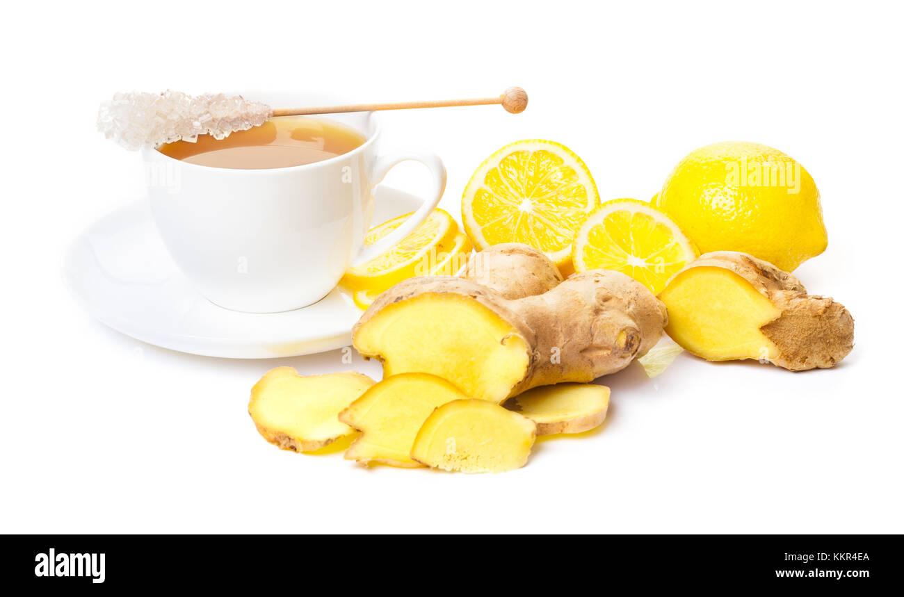 Ginger lemon tea with rock sugar Stock Photo