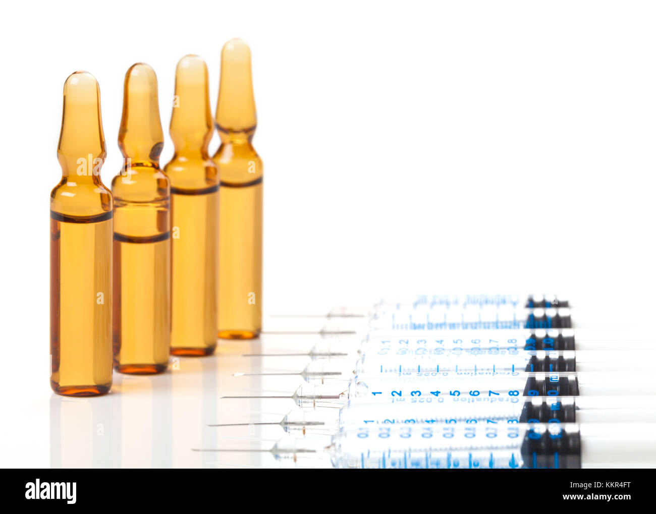 Vaccination, disposable syringes, vials Stock Photo
