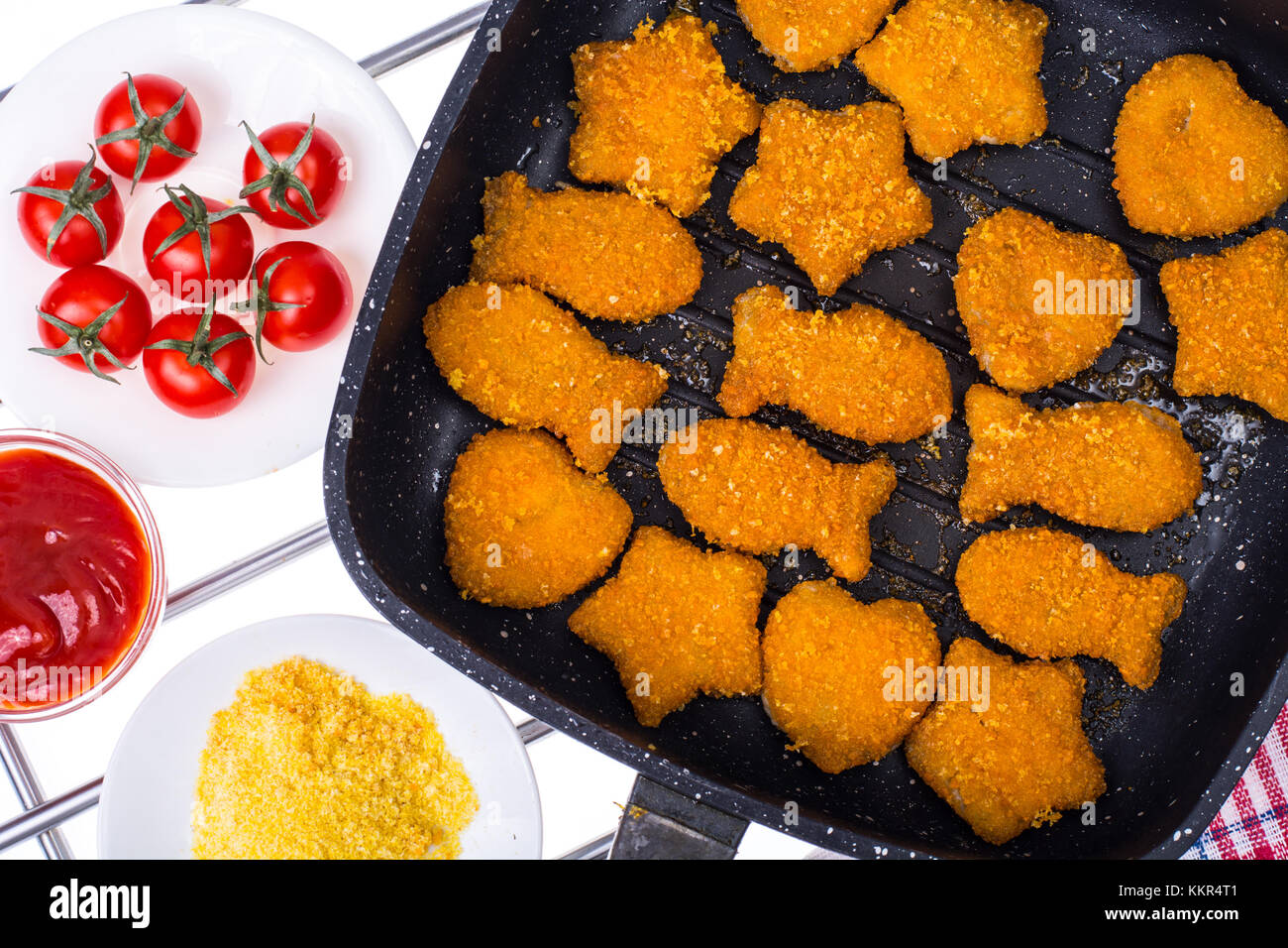 Fried fish sticks in frying pan Stock Photo Alamy