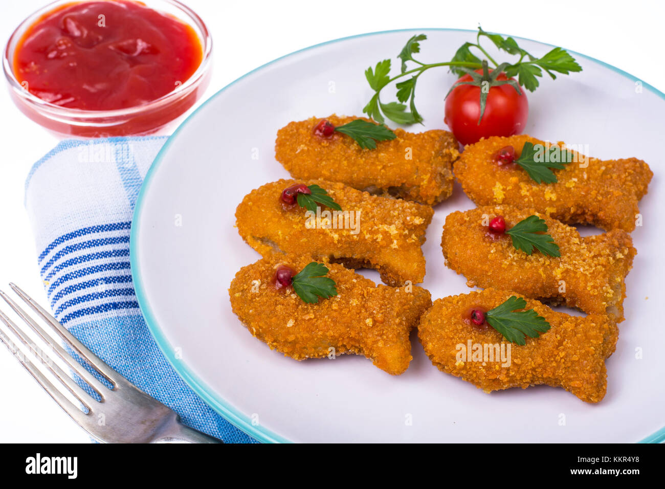 Children food. Nuggets from fishes Stock Photo