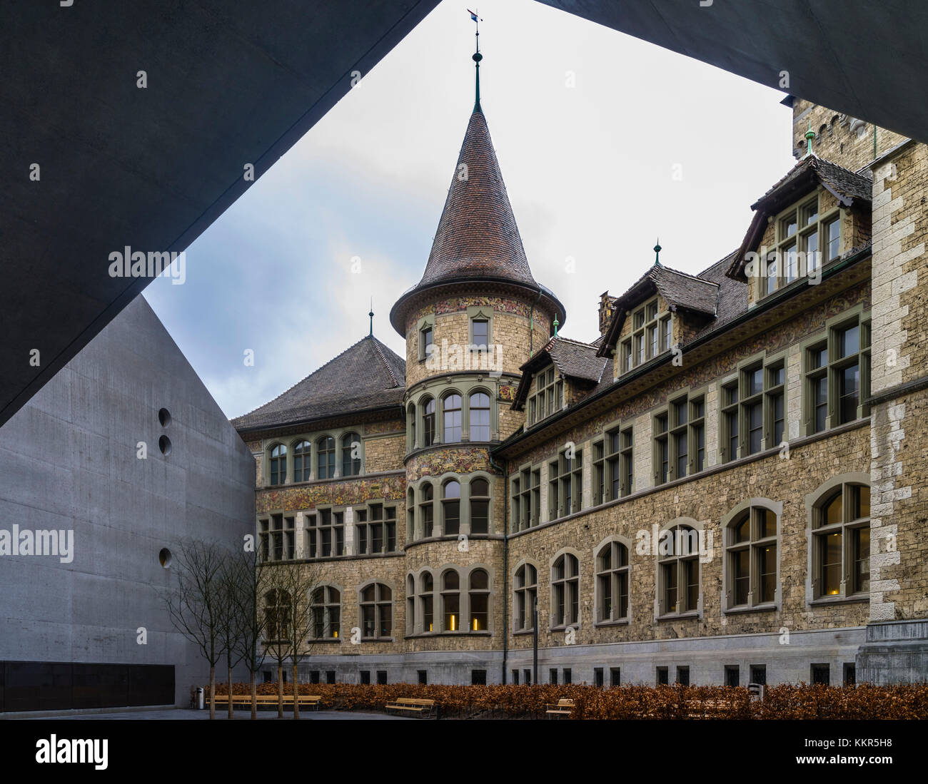 Sate museum of Zurich with annex building Stock Photo