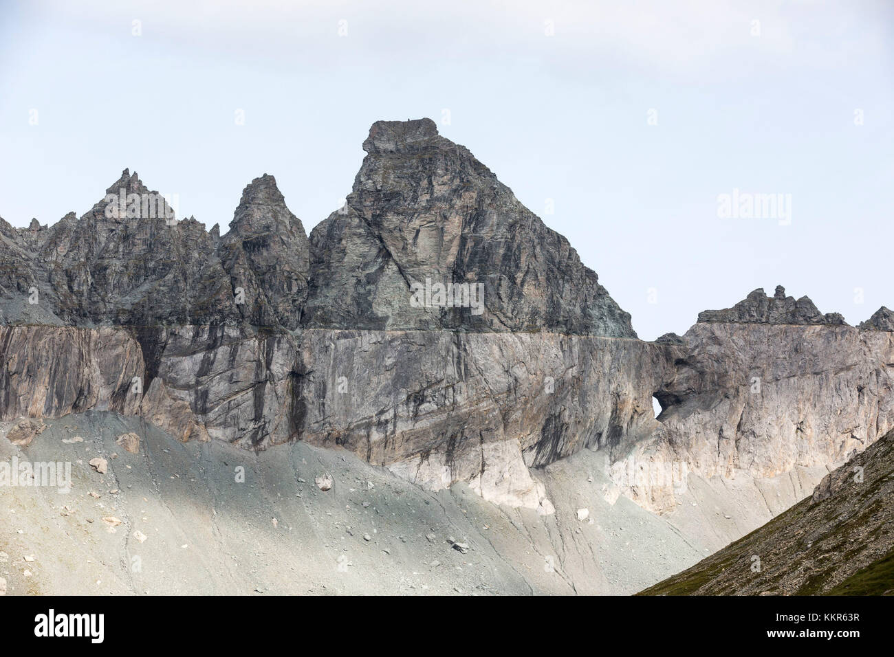 View of UNESCO World Heritage natural site Tektonikarena Sardona near Flims, Grisons, Switzerland, Stock Photo