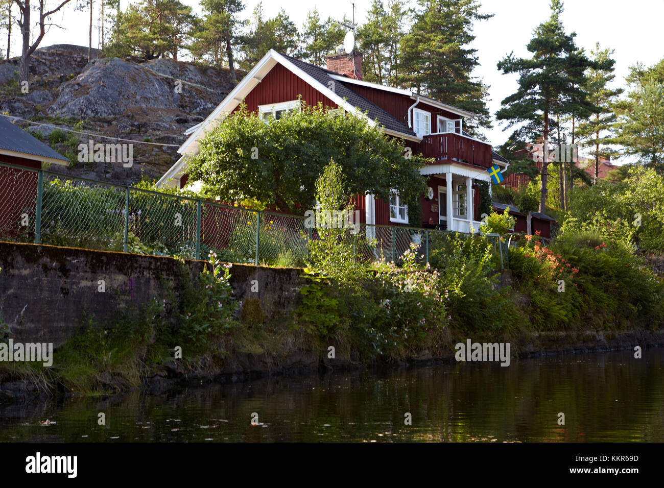 Houses with lennartsfors in the dalsland canal hires stock photography