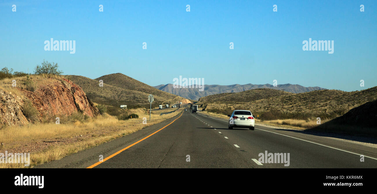 Sierra Blanca and Davis Mountains visible from the I10 highway headed