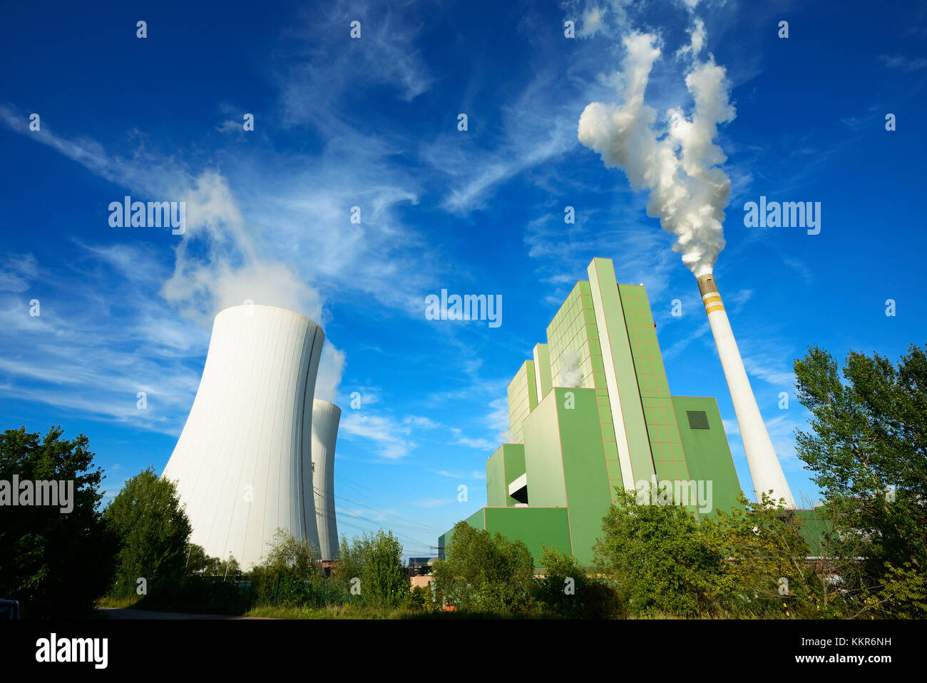 Germany, Saxony-Anhalt, Schkopau, brown coal power station Stock Photo